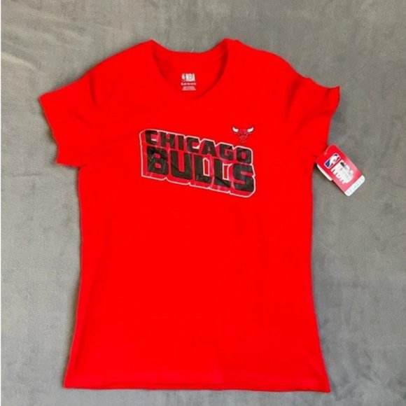 NBA Chicago Bulls Girls' Short Sleeve V-Neck T-Shirt L 10/12 - Picture 1 of 4